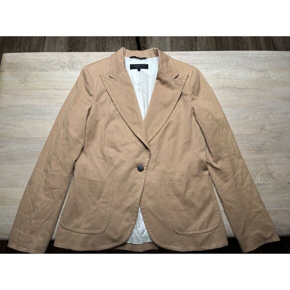 Rag & Bone Camel Double Breasted Blazer Cotton Blend One Button Size 6